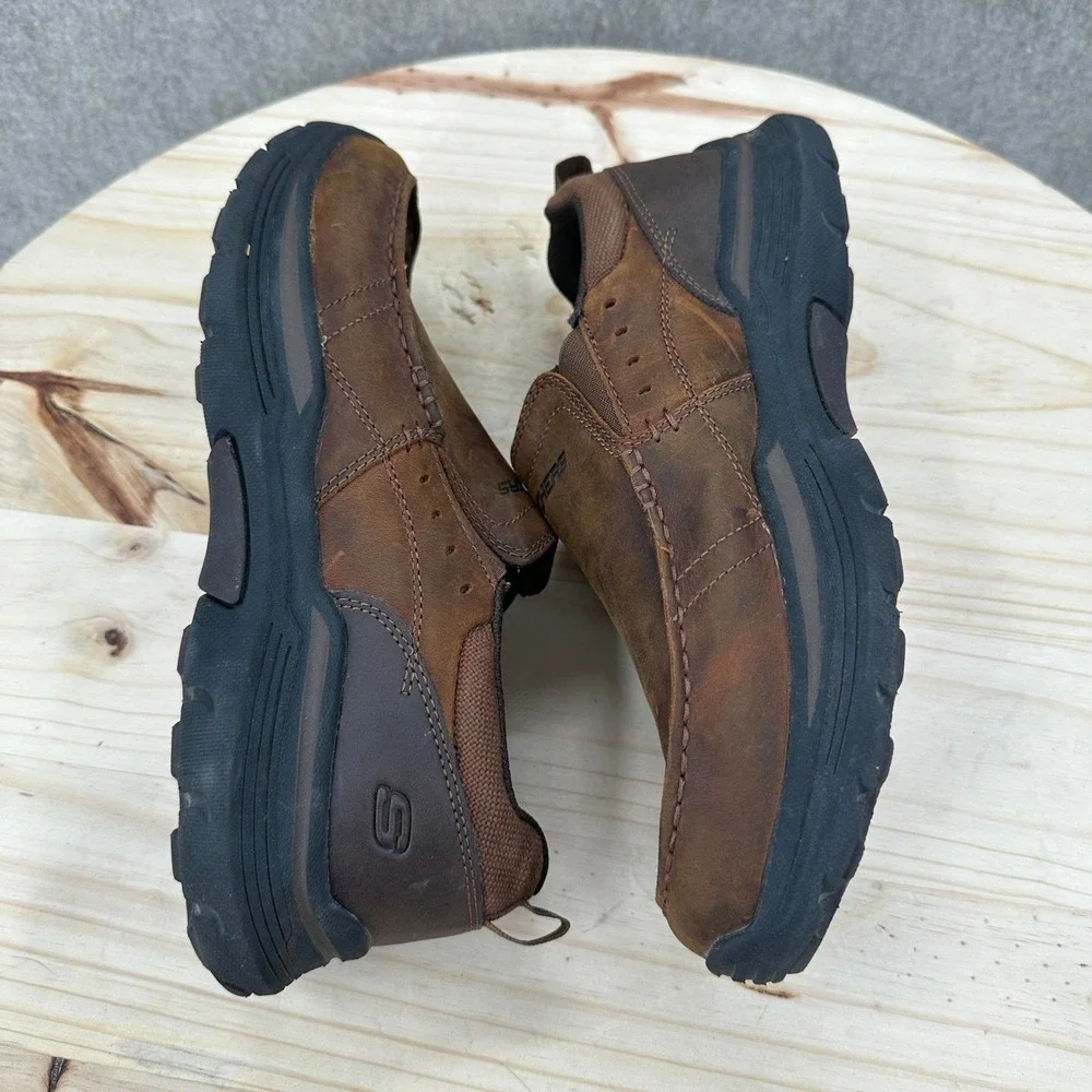 Skechers Expended Seveno Moc Toe Slip On Mens 8 XWide Brown Leather Loafers